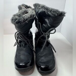 Sporto Sarah Black Faux-Fur Winter Boots - Women's Snow Boots Size 9.5M
